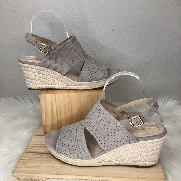Liz Claiborne Womens Hatcher Wedge Espadrille Sandals Koala Beige Size 10M - Picture 2 of 7